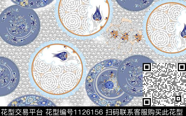 20181001-a.jpg - 1126156 - 数码花型 青花瓷 几何 - 数码印花花型 － 女装花型设计 － 瓦栏