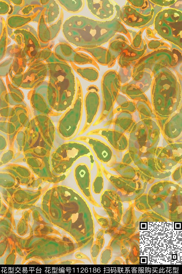 佩斯利图案佩斯利抽象数码印花花型下载（图片编号: 1126186） - 瓦栏（Walan）