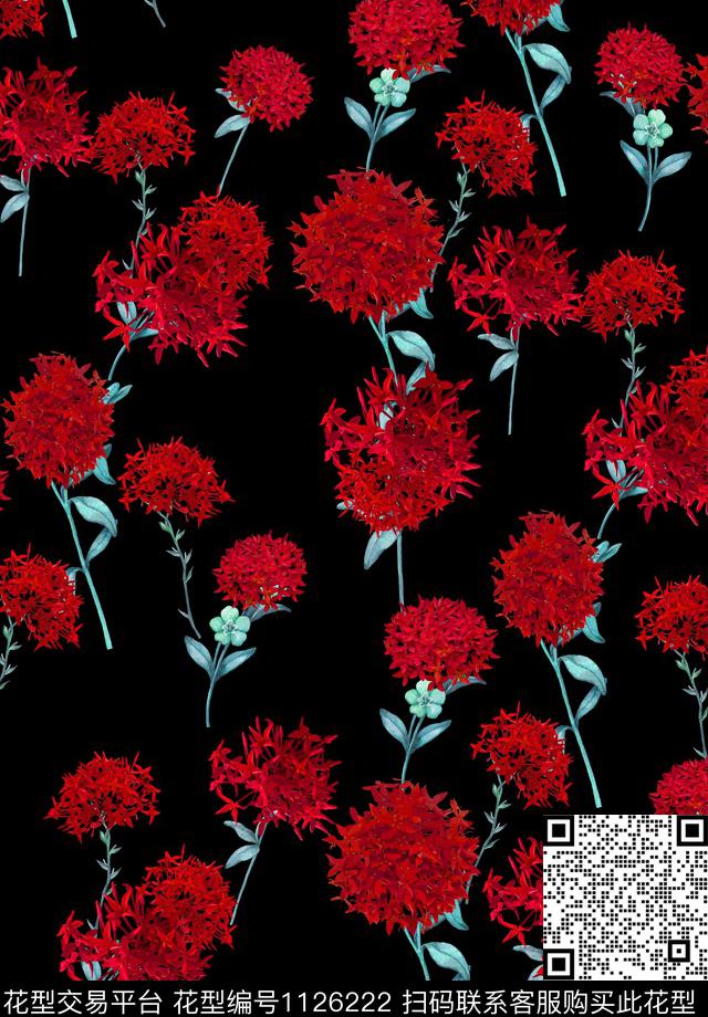 65.jpg - 1126222 - 玫瑰花 复古 手绘花卉 - 传统印花花型 － 女装花型设计 － 瓦栏