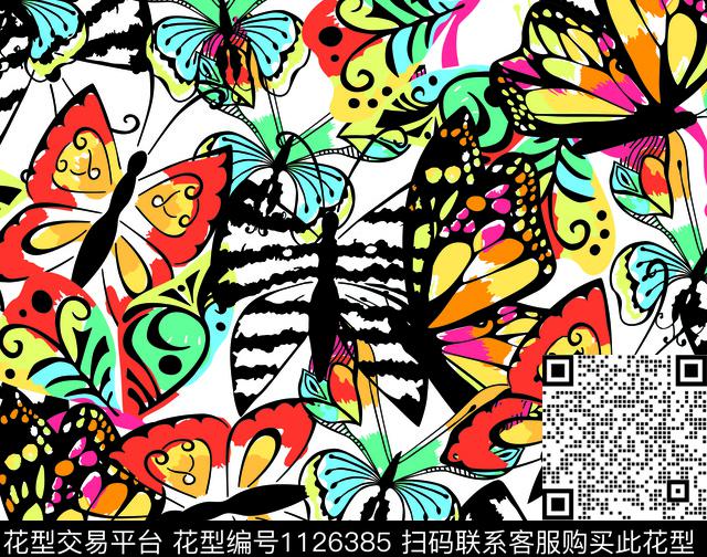 1821-蝴蝶1.jpg - 1126385 - 女装 数码花型 蝴蝶 - 数码印花花型 － 泳装花型设计 － 瓦栏