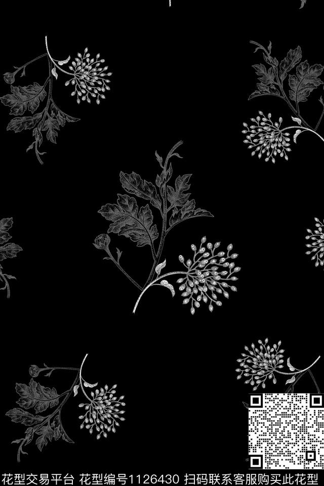 A181003.jpg - 1126430 - 数码花型 黑底花卉 民族风 - 数码印花花型 － 女装花型设计 － 瓦栏