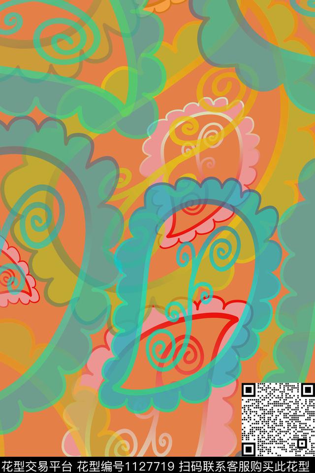 佩斯利图案佩斯利色彩斑斓数码印花花型下载（图片编号: 1127719） - 瓦栏（Walan）
