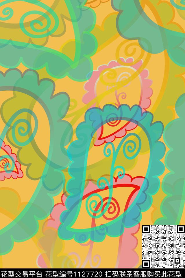 佩斯利图案佩斯利色彩斑斓数码印花花型下载（图片编号: 1127720） - 瓦栏（Walan）