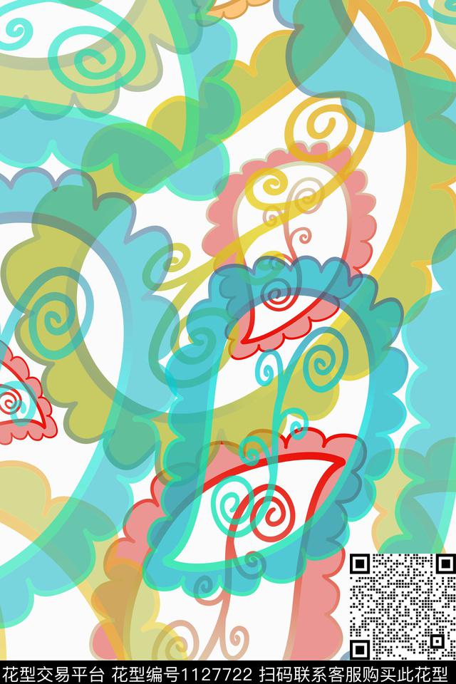 佩斯利图案佩斯利色彩斑斓数码印花花型下载（图片编号: 1127722） - 瓦栏（Walan）