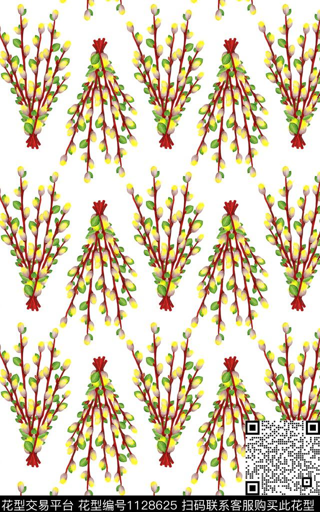 yc1-10-.jpg - 1128625 - 花卉 抽象 树枝 - 数码印花花型 － 女装花型设计 － 瓦栏