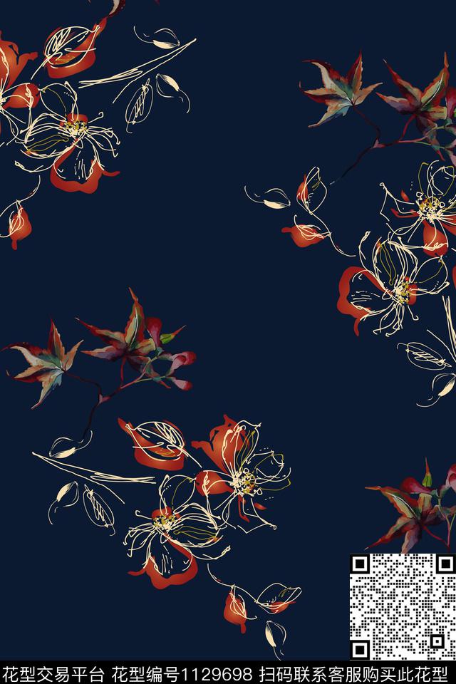 N1H-D1Z1003.jpg - 1129698 - 手绘花卉 花卉 女装 - 数码印花花型 － 女装花型设计 － 瓦栏