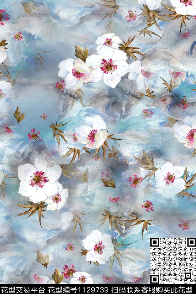 1809204-1.jpg - 1129739 - 花卉 女装 数码花型 - 数码印花花型 － 女装花型设计 － 瓦栏