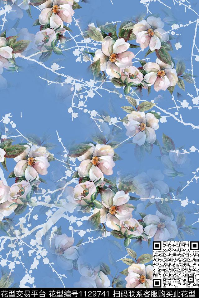 1809205-1.jpg - 1129741 - 花卉 女装 彩地花卉 - 数码印花花型 － 女装花型设计 － 瓦栏