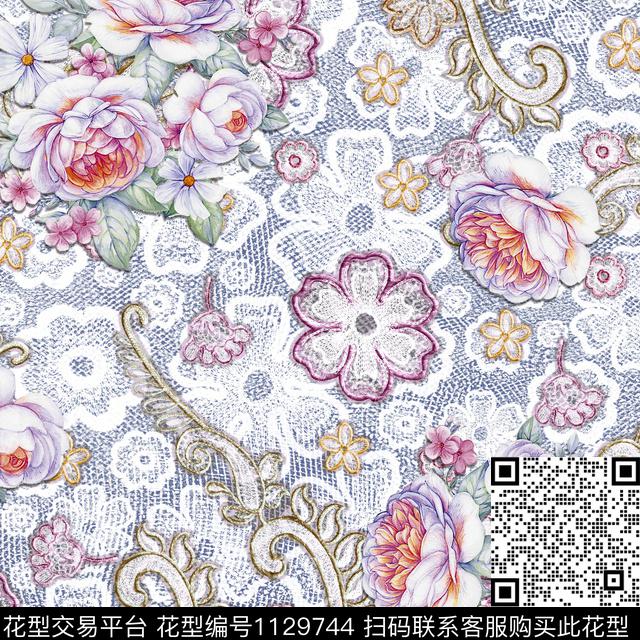 1809206.jpg - 1129744 - 网布蕾丝 花卉 女装 - 数码印花花型 － 女装花型设计 － 瓦栏