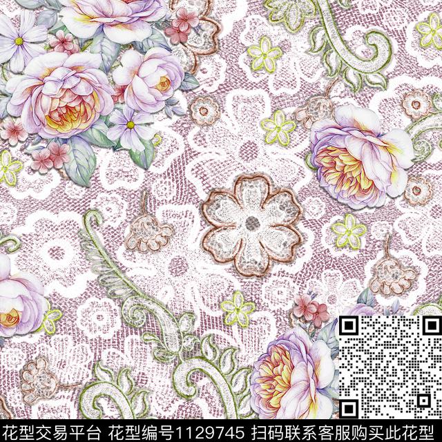 1809206-1.jpg - 1129745 - 网布蕾丝 花卉 女装 - 数码印花花型 － 女装花型设计 － 瓦栏