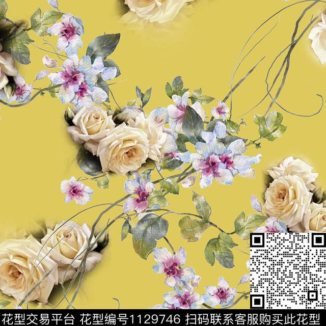 1809207.jpg - 1129746 - 花卉 女装 彩地花卉 - 数码印花花型 － 女装花型设计 － 瓦栏