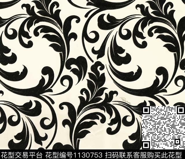 073.jpg - 1130753 - 卷草 定位花 欧洲 - 数码印花花型 － 窗帘花型设计 － 瓦栏