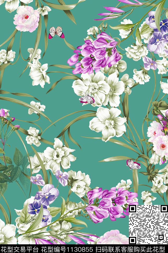 1810141-1.jpg - 1130855 - 数码花型 女装 花卉 - 数码印花花型 － 女装花型设计 － 瓦栏