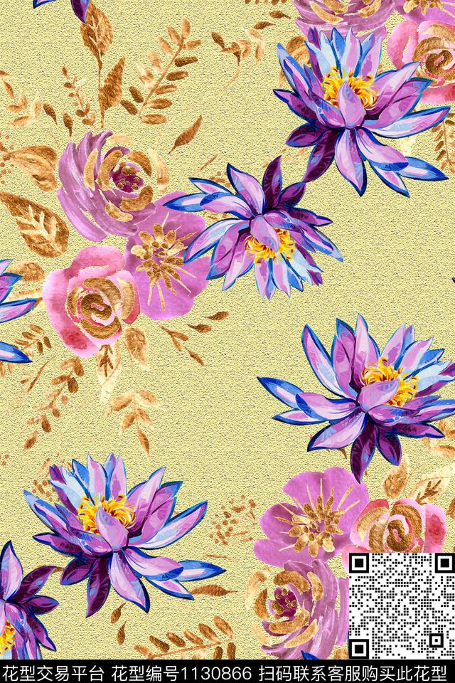 1810145.jpg - 1130866 - 数码花型 女装 花卉 - 数码印花花型 － 女装花型设计 － 瓦栏