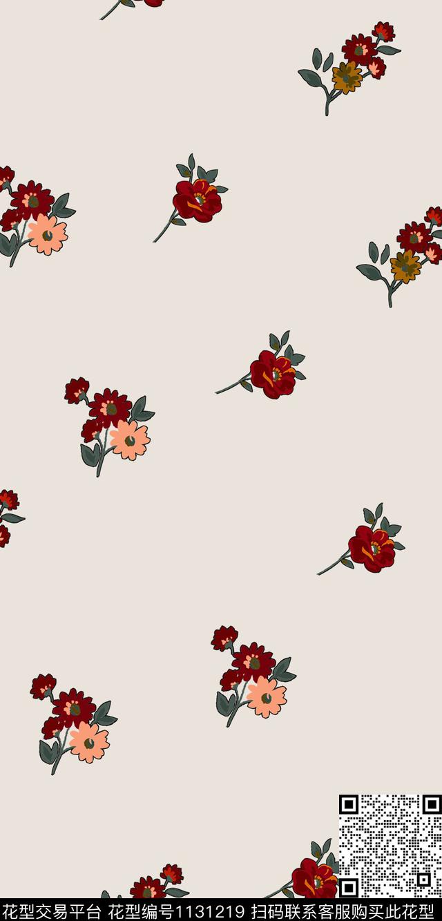 132.jpg - 1131219 - 手绘花卉 抽象 小碎花 - 传统印花花型 － 女装花型设计 － 瓦栏