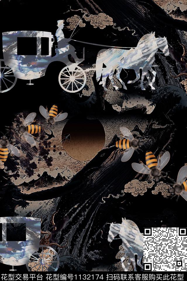T8149.jpg - 1132174 - 肌理 蜜蜂 数码花型 - 数码印花花型 － 男装花型设计 － 瓦栏