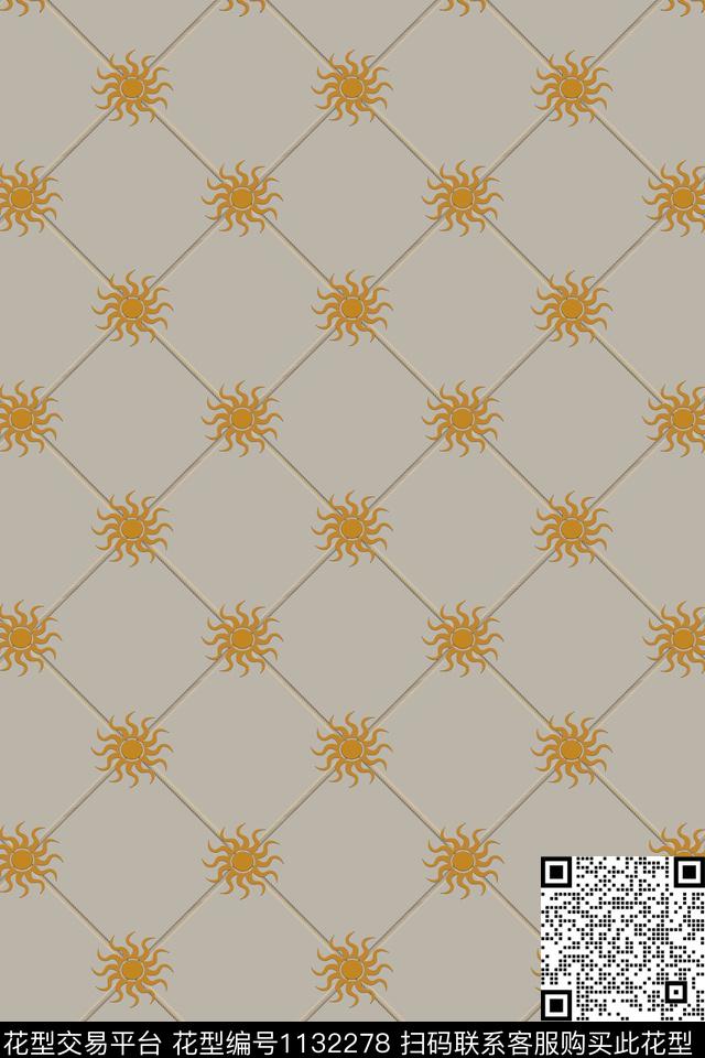 小太阳.jpg - 1132278 - 格子 民族风 版画 - 数码印花花型 － 女装花型设计 － 瓦栏