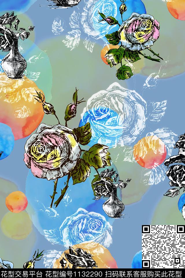 47.jpg - 1132290 - 大牌风 数码花型 花卉 - 数码印花花型 － 女装花型设计 － 瓦栏