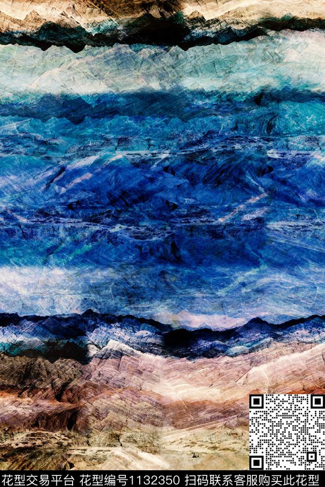 风景景观条纹抽象数码印花花型下载（图片编号: 1132350） - 瓦栏（Walan）