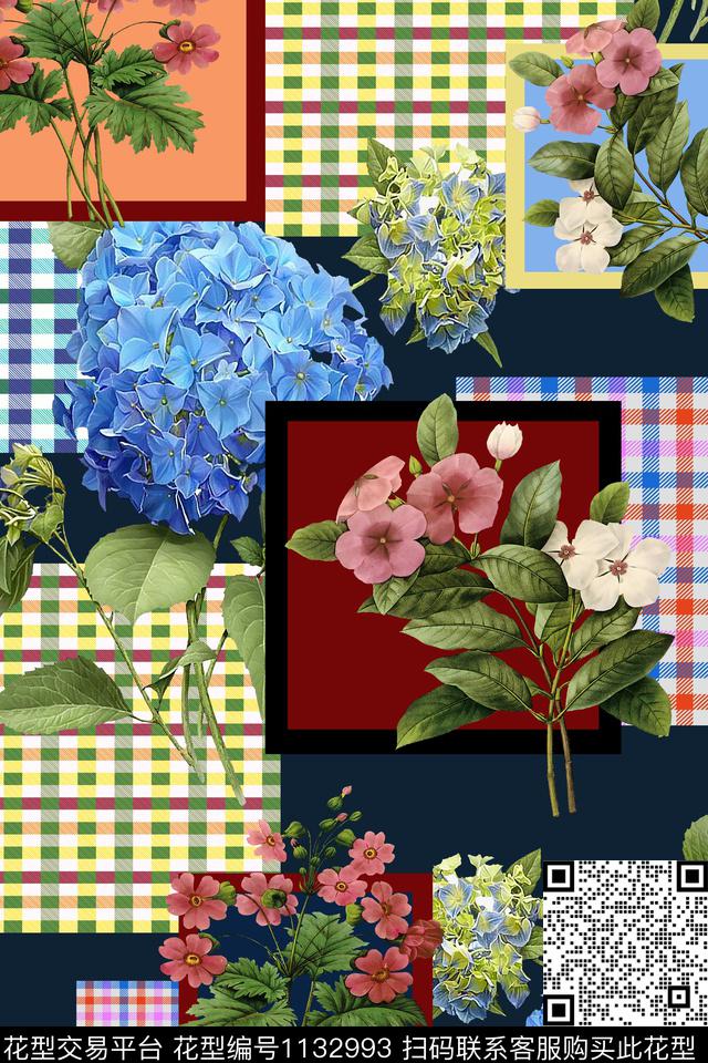 48.jpg - 1132993 - 大牌风 几何 花卉 - 数码印花花型 － 女装花型设计 － 瓦栏