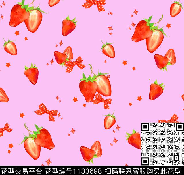 草莓 粉色.jpg - 1133698 - 草莓 大牌风 格子 - 数码印花花型 － 女装花型设计 － 瓦栏