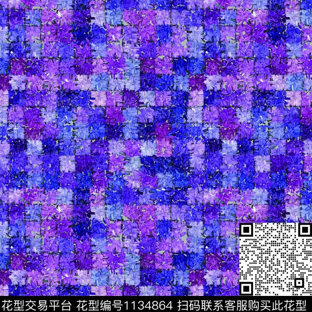 紫色方块系列.jpg - 1134864 - 简欧 纹理 几何 - 数码印花花型 － 女装花型设计 － 瓦栏