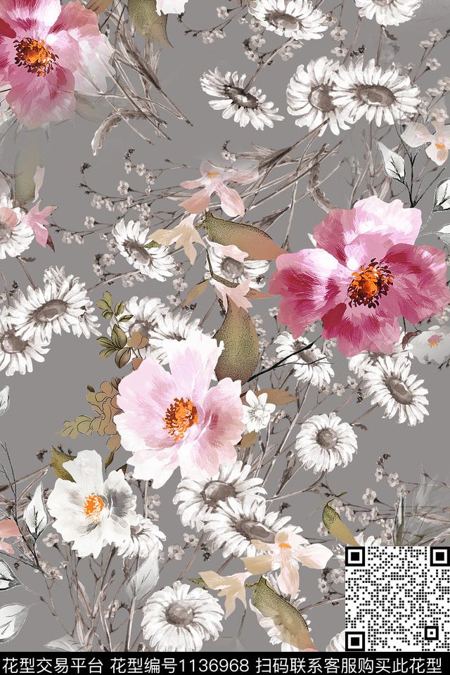 1810211-3.jpg - 1136968 - 数码花型 花卉 彩地花卉 - 数码印花花型 － 女装花型设计 － 瓦栏