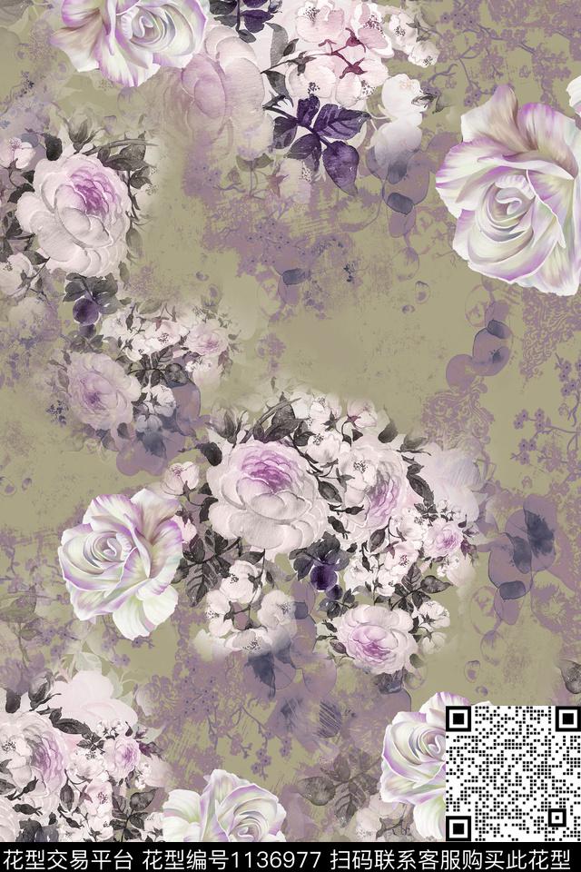 1810284-2.jpg - 1136977 - 数码花型 花卉 彩地花卉 - 数码印花花型 － 女装花型设计 － 瓦栏