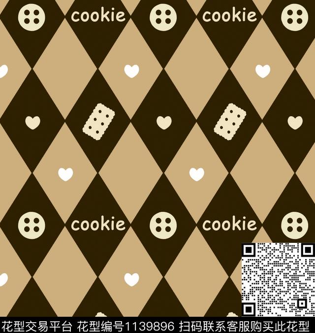 菱形饼干 巧克力 卡其.jpg - 1139896 - 趣味 格子 大牌风 - 数码印花花型 － 女装花型设计 － 瓦栏