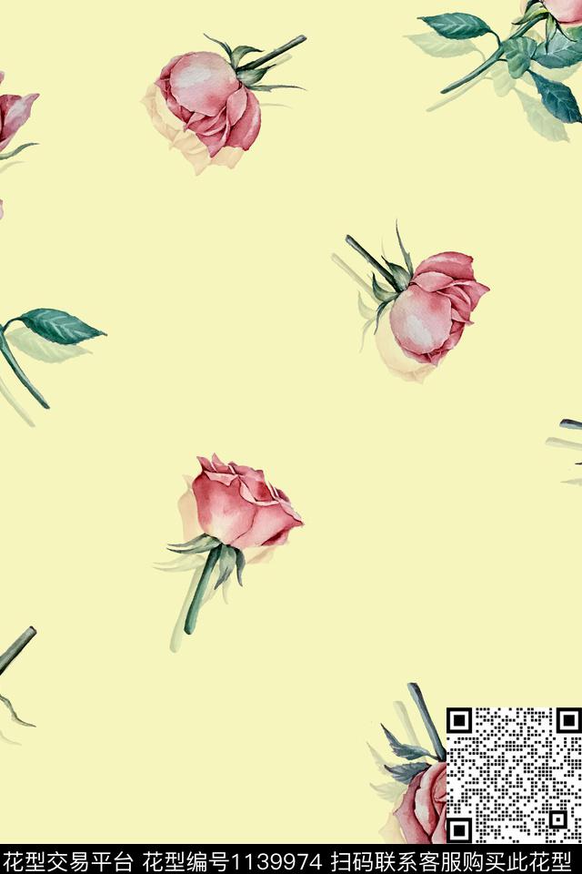 玫瑰2.jpg - 1139974 - 数码花型 女装 花卉 - 数码印花花型 － 女装花型设计 － 瓦栏