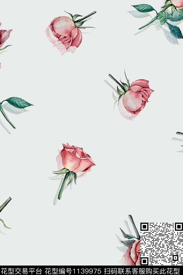 玫瑰.jpg - 1139975 - 数码花型 女装 花卉 - 数码印花花型 － 女装花型设计 － 瓦栏