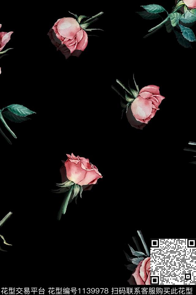 数码花型女装花卉数码印花花型下载（图片编号: 1139978） - 瓦栏（Walan）