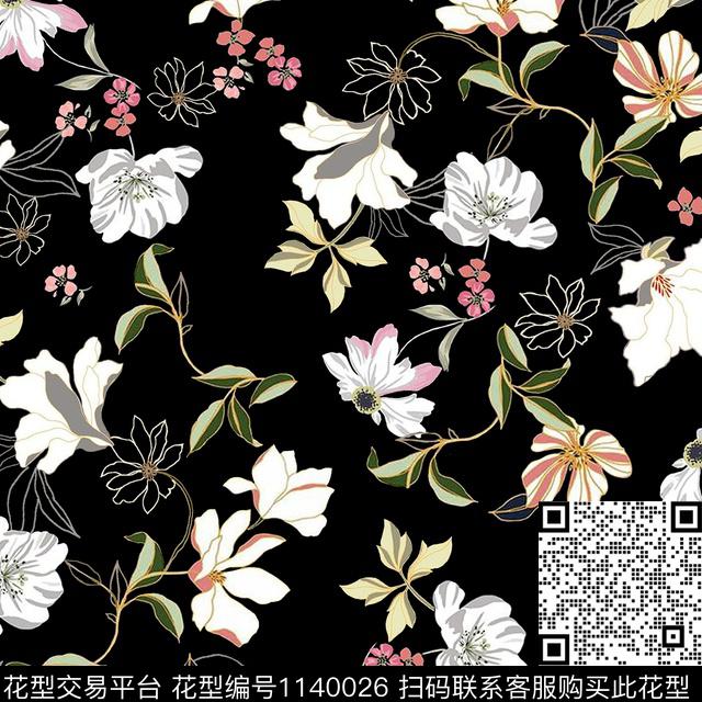 378.jpg - 1140026 - 复古 春夏花型 手绘花卉 - 传统印花花型 － 女装花型设计 － 瓦栏