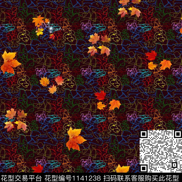 SJ-2018-10-008.jpg - 1141238 - 抽象 大牌风 枫叶 - 数码印花花型 － 女装花型设计 － 瓦栏