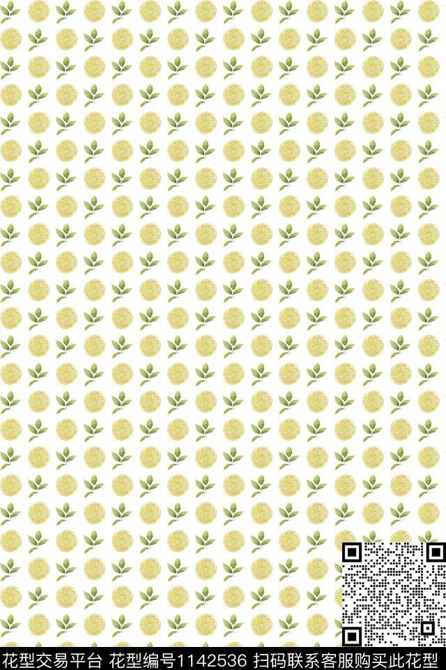 柠檬 白.jpg - 1142536 - 休闲 水果 文艺 - 数码印花花型 － 女装花型设计 － 瓦栏
