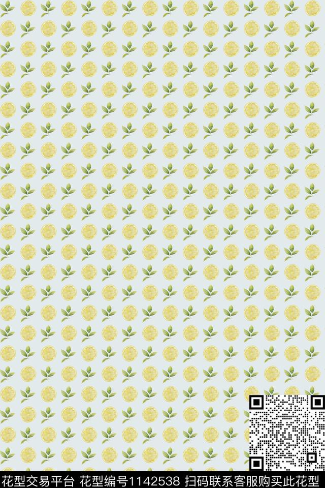 柠檬.jpg - 1142538 - 休闲 水果 文艺 - 数码印花花型 － 女装花型设计 － 瓦栏