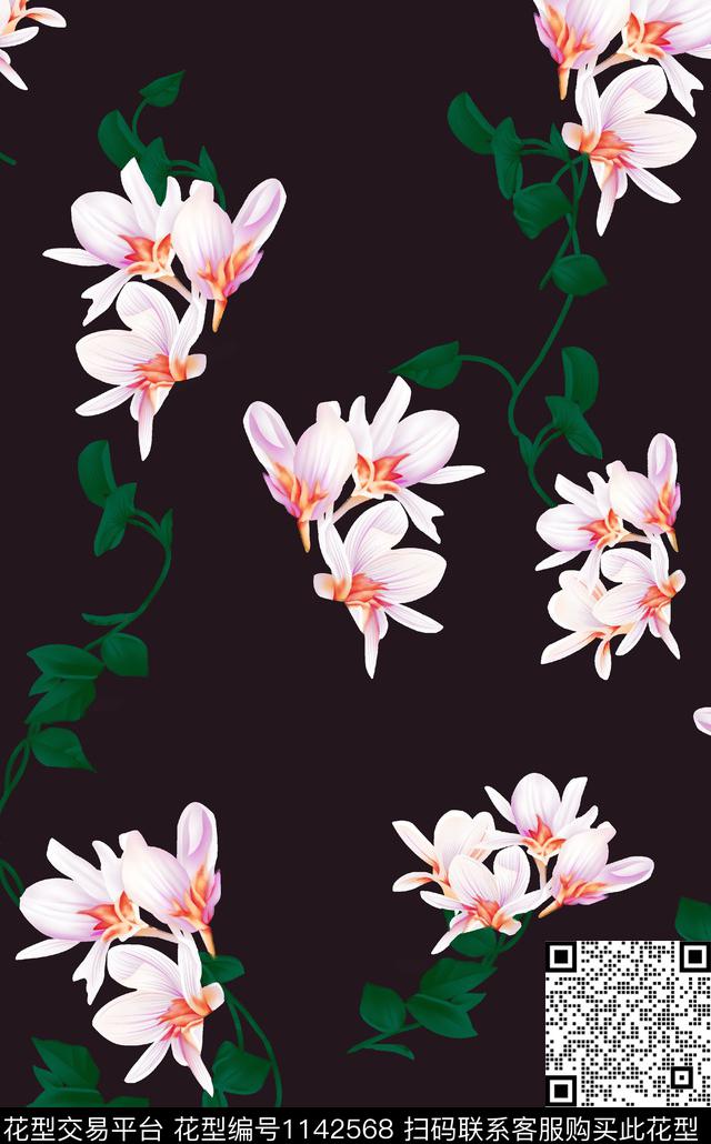 大牌风绿植树叶数码花型数码印花花型下载（图片编号: 1142568） - 瓦栏（Walan）