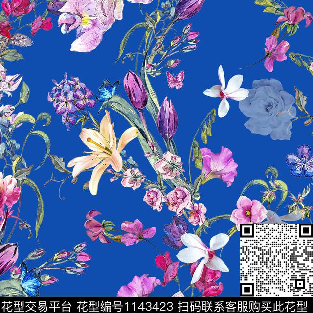 1811111.jpg - 1143423 - 数码花型 花卉 彩地花卉 - 数码印花花型 － 女装花型设计 － 瓦栏