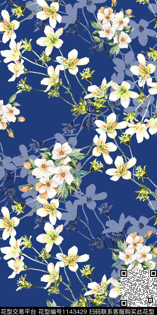 1811113.jpg - 1143429 - 数码花型 花卉 彩地花卉 - 数码印花花型 － 女装花型设计 － 瓦栏