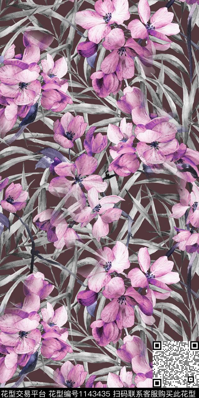 1811114.jpg - 1143435 - 数码花型 花卉 彩地花卉 - 数码印花花型 － 女装花型设计 － 瓦栏