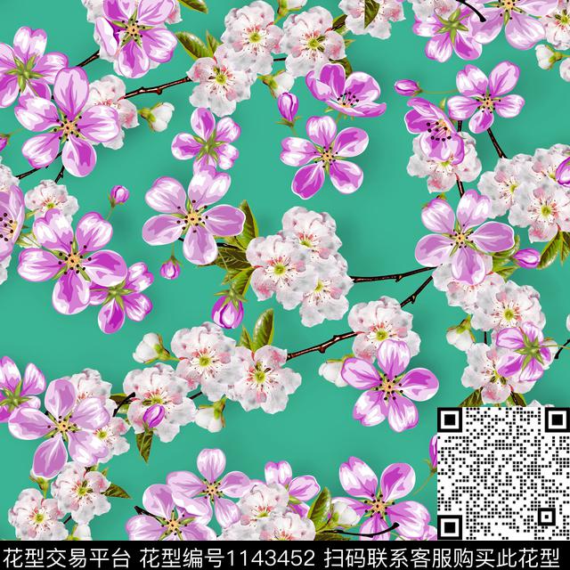 1811117.jpg - 1143452 - 数码花型 花卉 彩地花卉 - 数码印花花型 － 女装花型设计 － 瓦栏