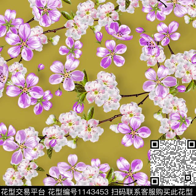 1811117-1.jpg - 1143453 - 数码花型 花卉 彩地花卉 - 数码印花花型 － 女装花型设计 － 瓦栏