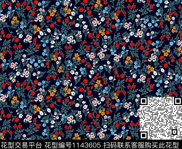 秋冬花型树枝绿植树叶传统印花花型下载（图片编号: 1143605） - 瓦栏（Walan）