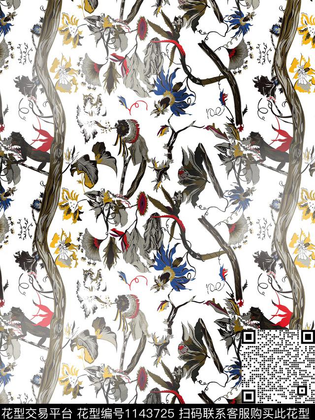 大牌风动物男装传统印花花型下载（图片编号: 1143725） - 瓦栏（Walan）