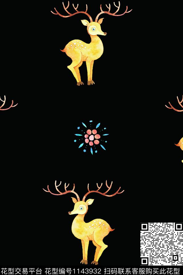 18111204-2.jpg - 1143932 - 手绘 可爱 鹿 - 数码印花花型 － 童装花型设计 － 瓦栏