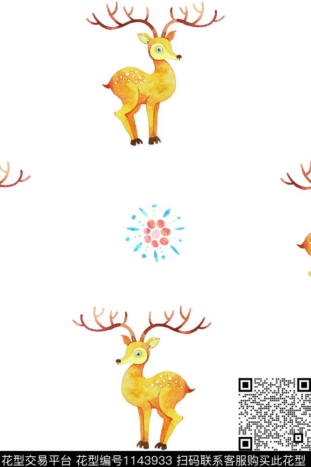 18111204-3.jpg - 1143933 - 手绘 可爱 鹿 - 数码印花花型 － 童装花型设计 － 瓦栏
