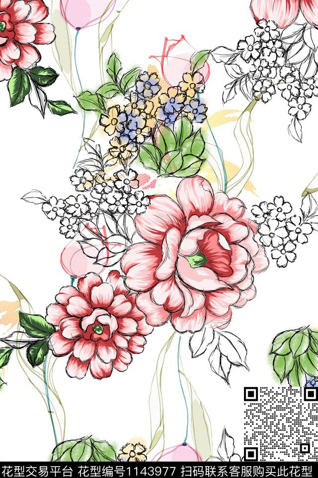 57.jpg - 1143977 - 大牌风 数码花型 花卉 - 数码印花花型 － 女装花型设计 － 瓦栏