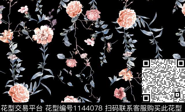 429.jpg - 1144078 - 手绘花卉 复古 绿植树叶 - 传统印花花型 － 女装花型设计 － 瓦栏