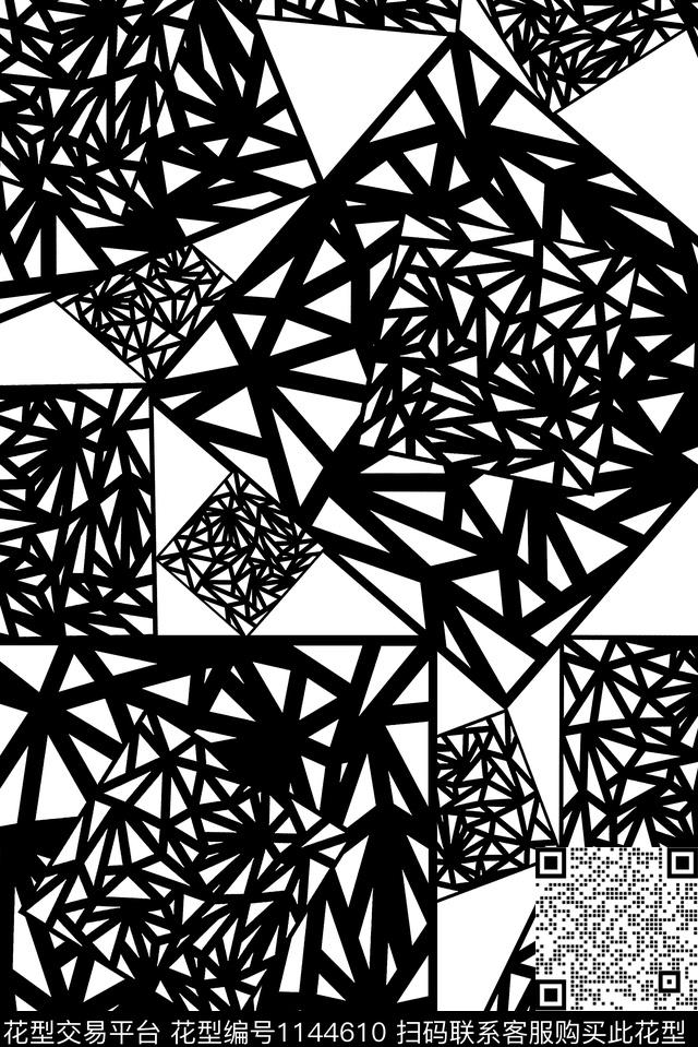 Y17M406-1.jpg - 1144610 - 几何男装 三角形 黑白系列 - 传统印花花型 － 男装花型设计 － 瓦栏