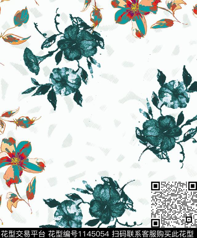 588.jpg - 1145054 - 抽象 大牌风 绿植树叶 - 数码印花花型 － 女装花型设计 － 瓦栏